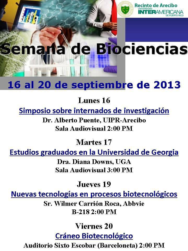 Biosciences week events - Inter Arecibo